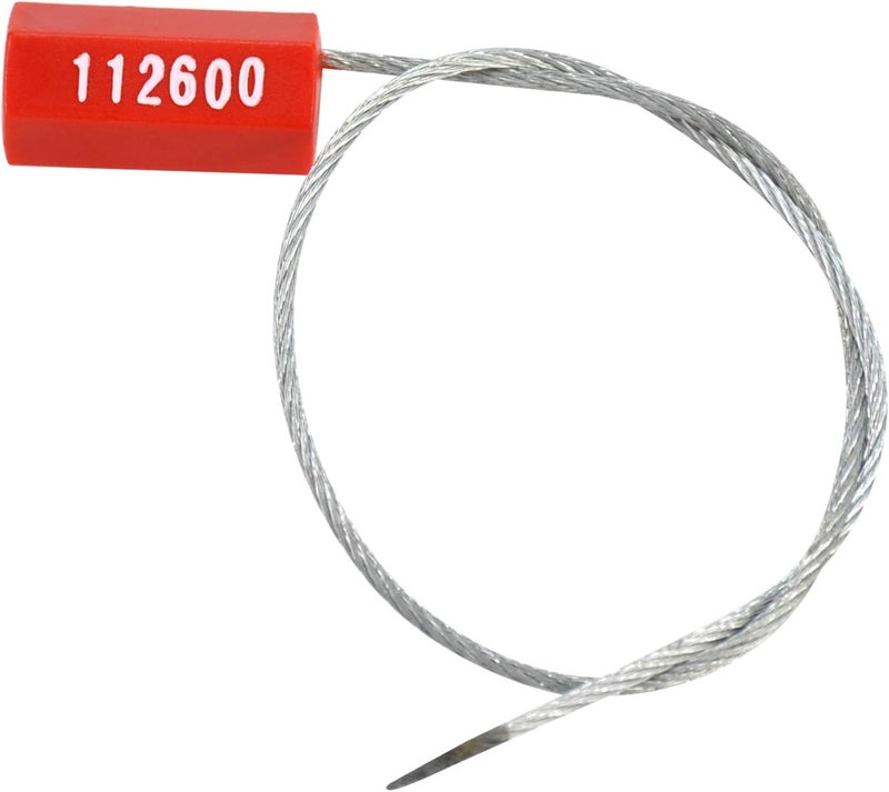 Rasunkae 20pcs Security Marking Cable Seals Tamper Proof Steel Wire Seal Numbered Shipping Seals Disposable Pull Tight Self-Locking Cable Seal Truck, Trailers, Cargo, Containers Seal Ties Straps (Red, 20pcs) - Image 5